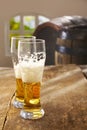 Two half drunk glasses of beer Royalty Free Stock Photo