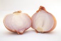 two half pcs of onion bulbs in white background