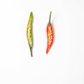 Two half peppers isolated on white Royalty Free Stock Photo
