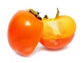 Two half persimmon Royalty Free Stock Photo