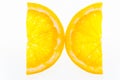 Two half slices of orange