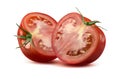 Two half tomato on white background Royalty Free Stock Photo