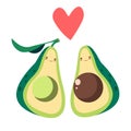 Two halves of avocado in love, vector illustration Royalty Free Stock Photo
