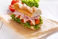 Half of a Sub Long Baguette Sandwich Royalty Free Stock Photo