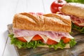 Two Halves of a Sub Long Baguette Sandwich Royalty Free Stock Photo