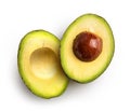 Two halves of a cut avocado. View from above Royalty Free Stock Photo