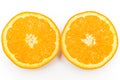 Two halves of an fresh orange on a white background Royalty Free Stock Photo