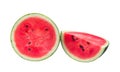 Two halves of fresh ripe red watermelon isolated on white background with clipping path, Concept of healthy organic fruit eating Royalty Free Stock Photo