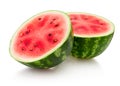 Two halves of juicy watermelon isolated on white background Royalty Free Stock Photo