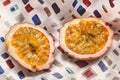 Two halves of passion fruit