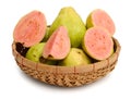 Two halves pink guava Royalty Free Stock Photo