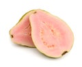 Two halves pink guava Royalty Free Stock Photo