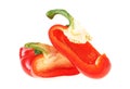 Two halves of red bell pepper on white background Royalty Free Stock Photo