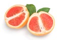 Two halves of ripe grapefruit isolated on white background Royalty Free Stock Photo