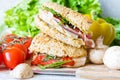 Two halves of a sandwich with chicken Royalty Free Stock Photo