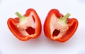 Two halves of sweet red pepper. Royalty Free Stock Photo