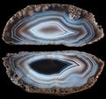 Two halves of white-brown agate geode Royalty Free Stock Photo