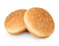 Two hamburger buns with sesame isolated on white background Royalty Free Stock Photo