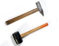 Two hammers. Rubber and steel hammers Royalty Free Stock Photo