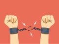Two hand with the Broken Chain. Isolated Vector Illustration Royalty Free Stock Photo