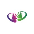 two hand care vector logo. help hand vector icon