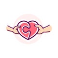 Two hand connect two elements of the heart puzzle vector illustration Royalty Free Stock Photo