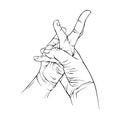 Two Hand drawn gesture sketch vector illustration line art Royalty Free Stock Photo