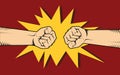 Two hand fighting or clashes illustrate fight among other two thing Royalty Free Stock Photo