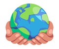 Two hand holding globe earth icon illustration symbol of care protection for environment Royalty Free Stock Photo