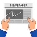 Two Hand Holding A Newspaper. Vector Illustration