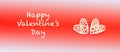 Two hand made hearts and Happy Valentine`s Day text. Royalty Free Stock Photo