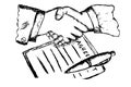 Two hand shaking after make a business agreement