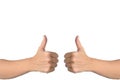 Two hand with thumb up isolated on white background. OK sign, like concept Royalty Free Stock Photo