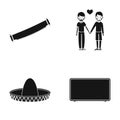 Two-handed saw, gay and other web icon in black style. sombrero, plasma TV icons in set collection.