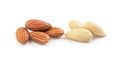 Two handfuls of almonds Royalty Free Stock Photo