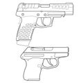 Two Handgun Line Art Vectors Royalty Free Stock Photo