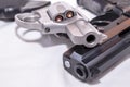 Two handguns, a 40 caliber pistol and a 357 magnum revolver