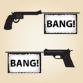 Two handguns fire banner with text