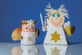 Two handicraft angels made by a child Royalty Free Stock Photo