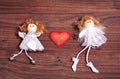 Two handmade angels in love Royalty Free Stock Photo