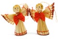 Two handmade christmas decoration angels