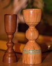 Two Handmade Wooden Chalices Royalty Free Stock Photo