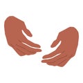 Two hands brown skin color in a holding gesture