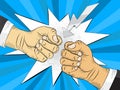 Two hands in bumping together, fighting gesture Royalty Free Stock Photo