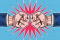 Two Hands Clenched Fist Pop Art Retro