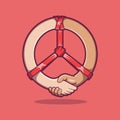 Two hands connected by the peace sign give a handshake vector illustration.