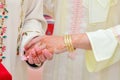 Two hands decorated with floral henna design in Marrakech Royalty Free Stock Photo