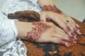 two hands decorated with henna art Royalty Free Stock Photo