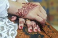 two hands decorated with henna art Royalty Free Stock Photo