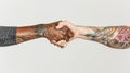 A Handshake of Inked Unity.AI generated image Royalty Free Stock Photo